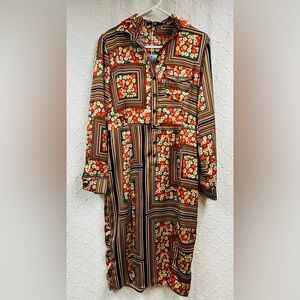 NWT Missguided Size 6 Stripe and Floral Mix Midi Shirt Dress